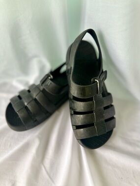 Black Unisex Jelly Strap Crocs Size C12